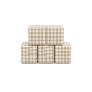 Beige Gingham 30 cm soft play cube – view 3