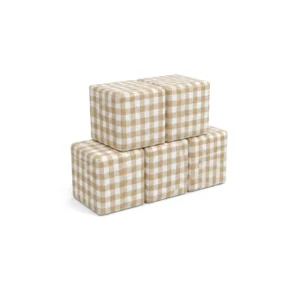 Beige Gingham 30 cm soft play cube