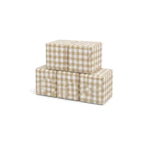 Beige Gingham 30 cm soft play cube – view 2