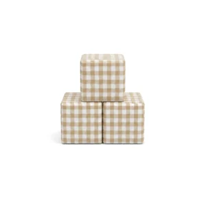 Beige Gingham 30 cm soft play cube – view 4