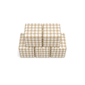 Beige Gingham 30 cm soft play cube – view 6