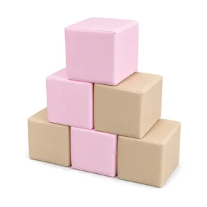 Pink & Apricot 30 cm soft play cube – view 2