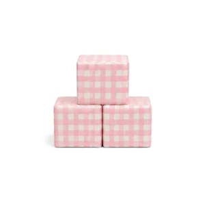 Pink Gingham 30 cm soft play cube – view 3