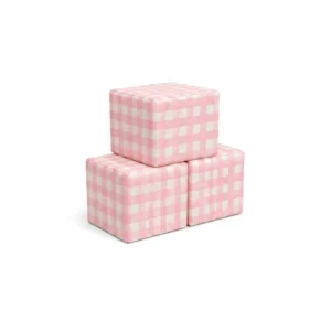 Pink Gingham 30 cm soft play cube