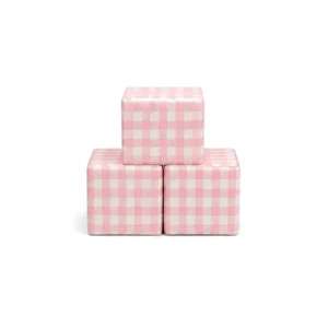 Pink Gingham 30 cm soft play cube – view 4