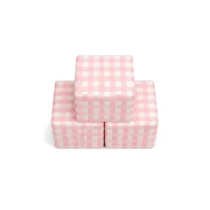 Pink Gingham 30 cm soft play cube – view 6