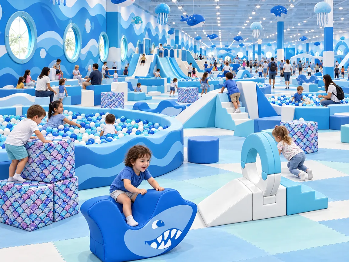 Ocean Theme Playground 2 Play zone inside a large ocean themed indoor soft play park