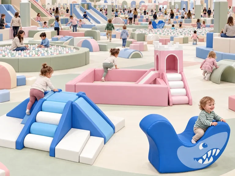 Toddler zone inside a large indoor soft play center