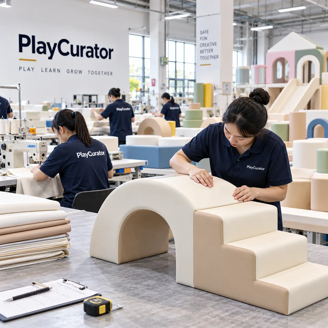 PlayCurator factory quality control for custom indoor playground production