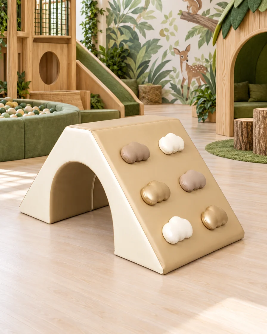 Beige arch Soft Play Climber in a jungle theme indoor playground
