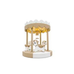 Beige horse Soft Play Carousel with LED Canopy – view 2