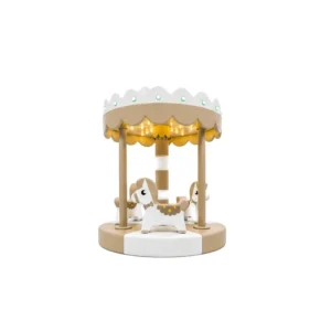 Beige horse Soft Play Carousel with LED Canopy – view 3