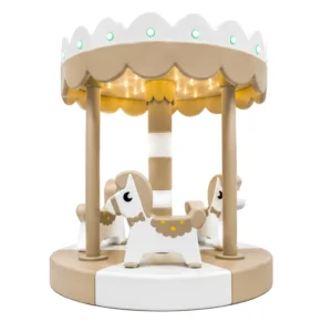 Beige horse Soft Play Carousel with LED Canopy