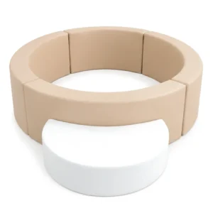Beige & White round Soft Play Ball Pit with Step