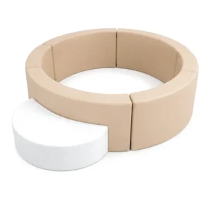 Beige & White round Soft Play Ball Pit with Step – view 2
