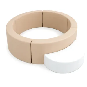 Beige & White round Soft Play Ball Pit with Step – view 3