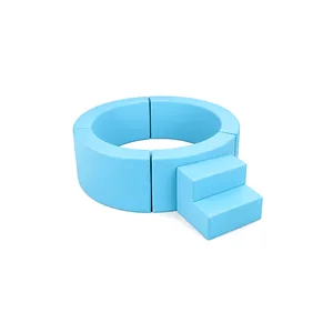 Ocean Theme Playground 10 Round Soft Play Ball Pit with Steps — Sky Blue