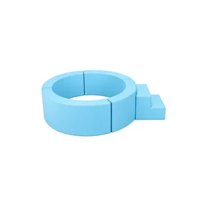 Sky Blue round Soft Play Ball Pit with Steps – view 4