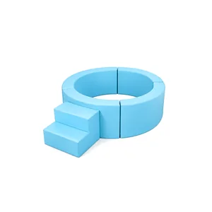 Sky Blue round Soft Play Ball Pit with Steps – view 2