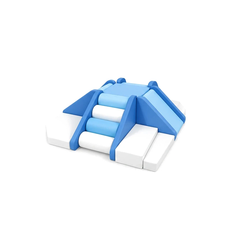 Blue and white four-way soft play climber