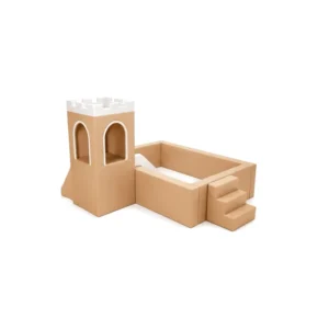 Tan castle Soft Play Ball Pit with Slide – view 3