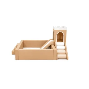 Tan castle Soft Play Ball Pit with Slide – view 6