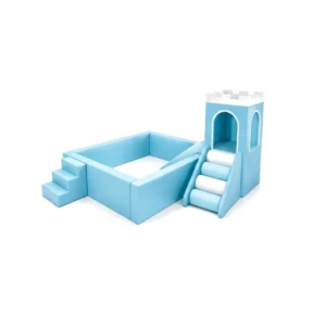 Sky Blue castle Soft Play Ball Pit with Slide – view 2