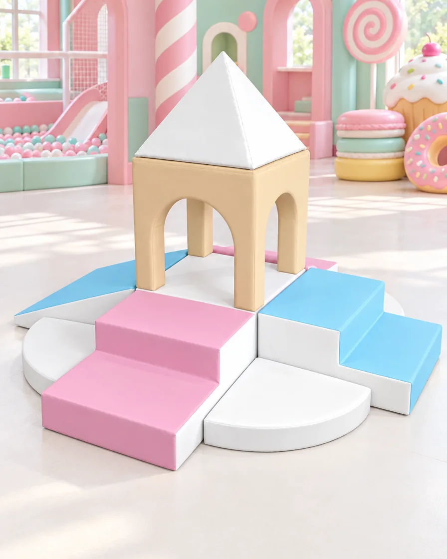 Pastel castle Tower Soft Play Climber in a candy theme indoor playground
