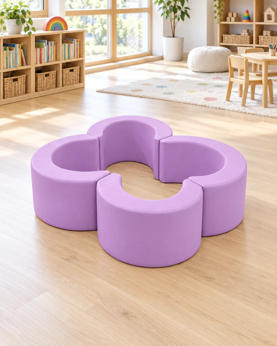 Lavender clover Soft Play Seating in a kindergarten playroom indoor playground