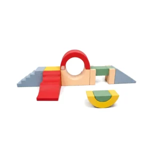 Red & Slate Blue ring Soft Play Climber with Wave Ramp & Rocker