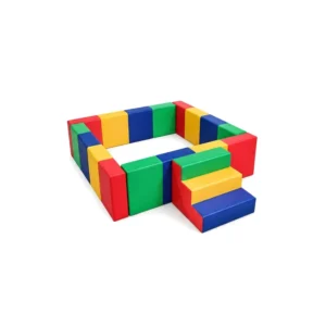 Family Entertainment Center 13 Square Soft Play Ball Pit with Steps — Rainbow