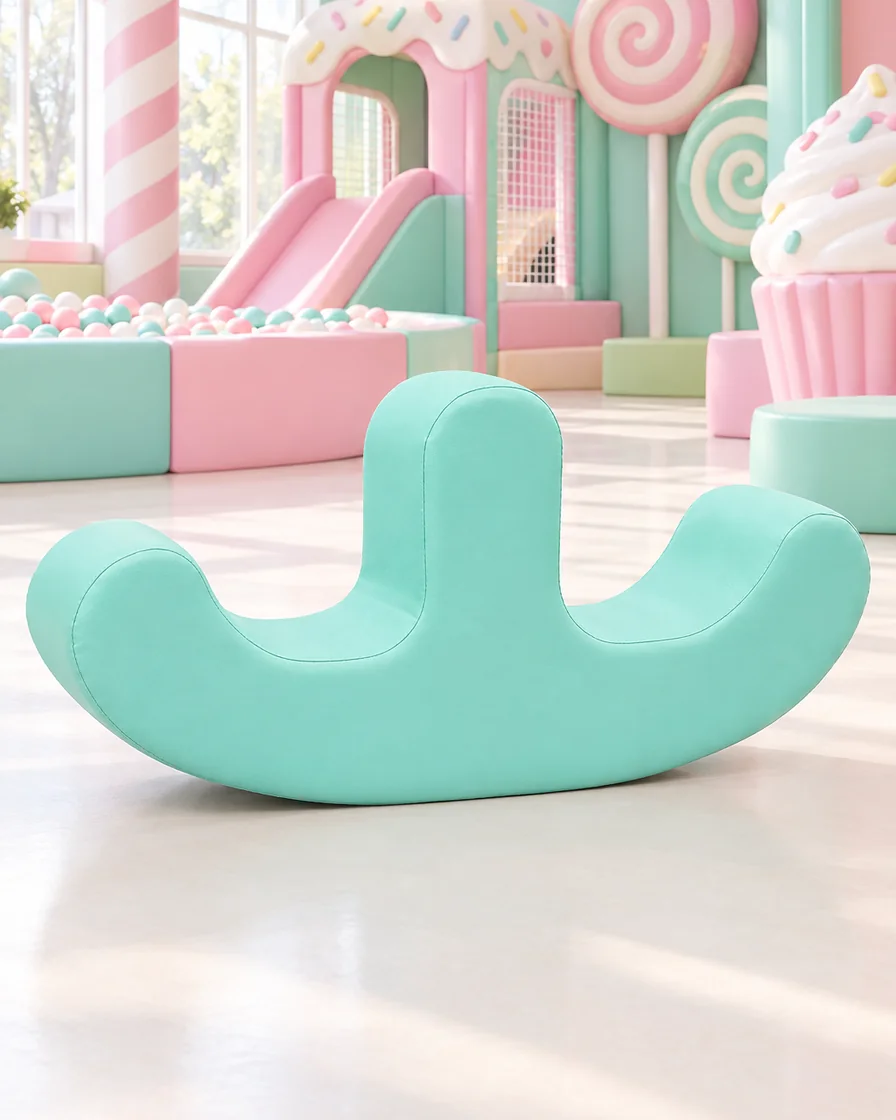 Mint double-Seat Soft Play Rocker in a candy theme indoor playground