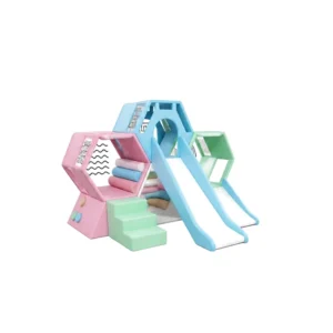 Pastel honeycomb Soft Play Climber with Slides – view 3