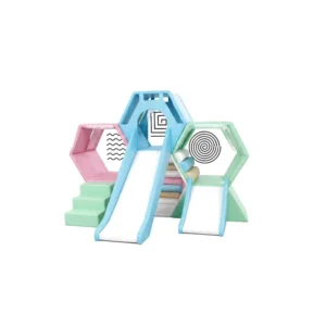 Pastel honeycomb Soft Play Climber with Slides – view 6