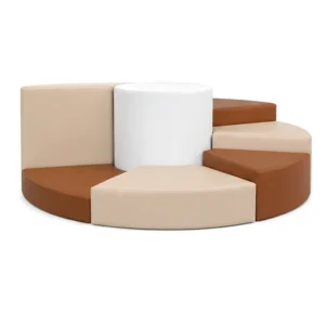 Mall Playground 16 Modular Round Soft Play Seating — Beige & Brown