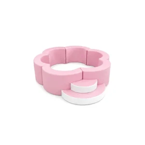 Candy Theme Playground 4 Flower Soft Play Ball Pit with Step — Pink & White