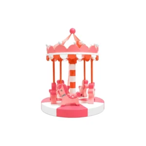 Coral & White horse Soft Play Carousel – view 3