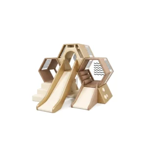 Wood Tone honeycomb Soft Play Climber with Slides – view 2