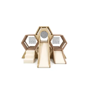 Wood Tone honeycomb Soft Play Climber with Slides – view 3