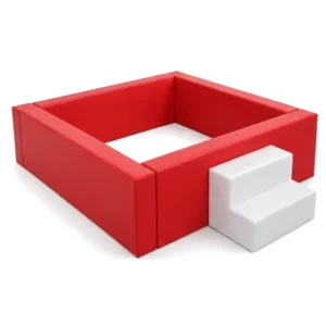 Red & White square Soft Play Ball Pit with Step – view 2