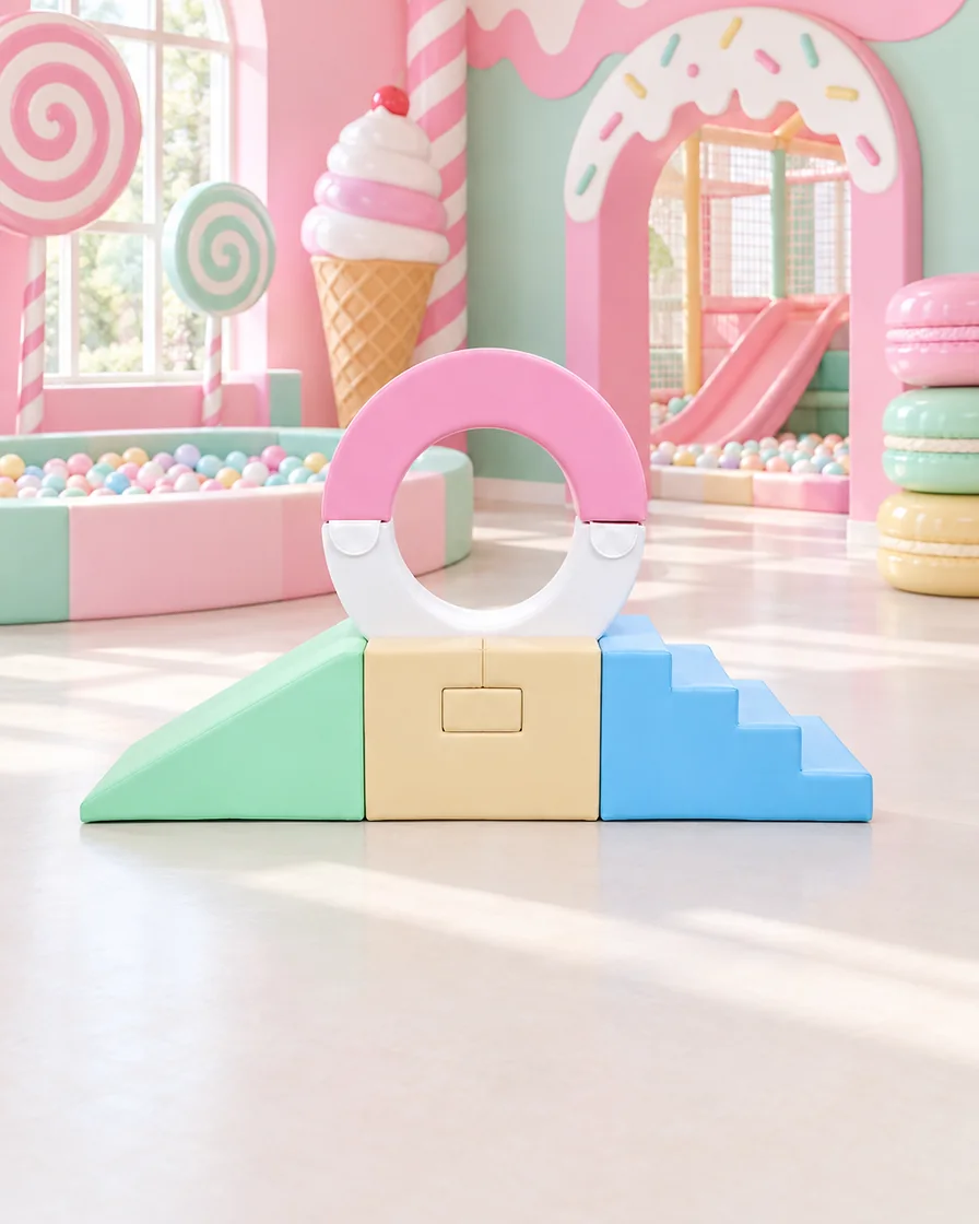 Pastel ring Soft Play Climber in a candy theme indoor playground