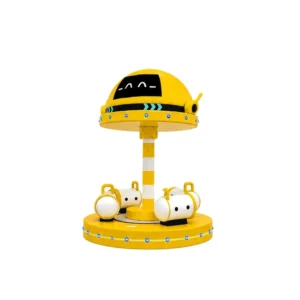 Space Theme Playground 8 Robot Soft Play Carousel — Yellow