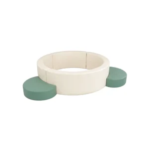 Cream & Sage round Soft Play Ball Pit with Half-Moon Steps