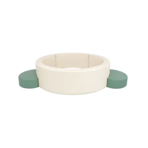 Cream & Sage round Soft Play Ball Pit with Half-Moon Steps – view 2