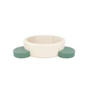 Cream & Sage round Soft Play Ball Pit with Half-Moon Steps – view 3