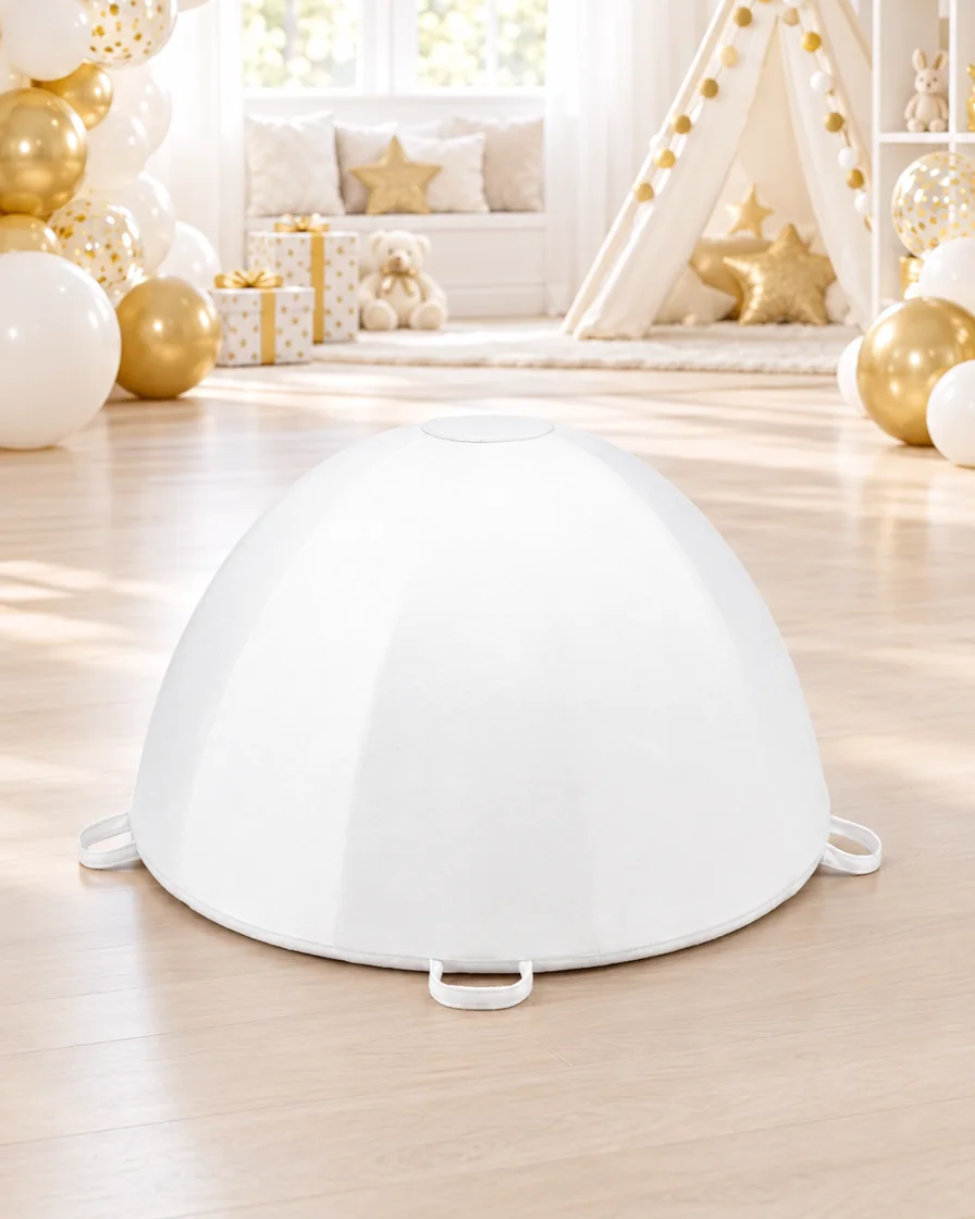White soft Play Balance Dome in a kids party room indoor playground