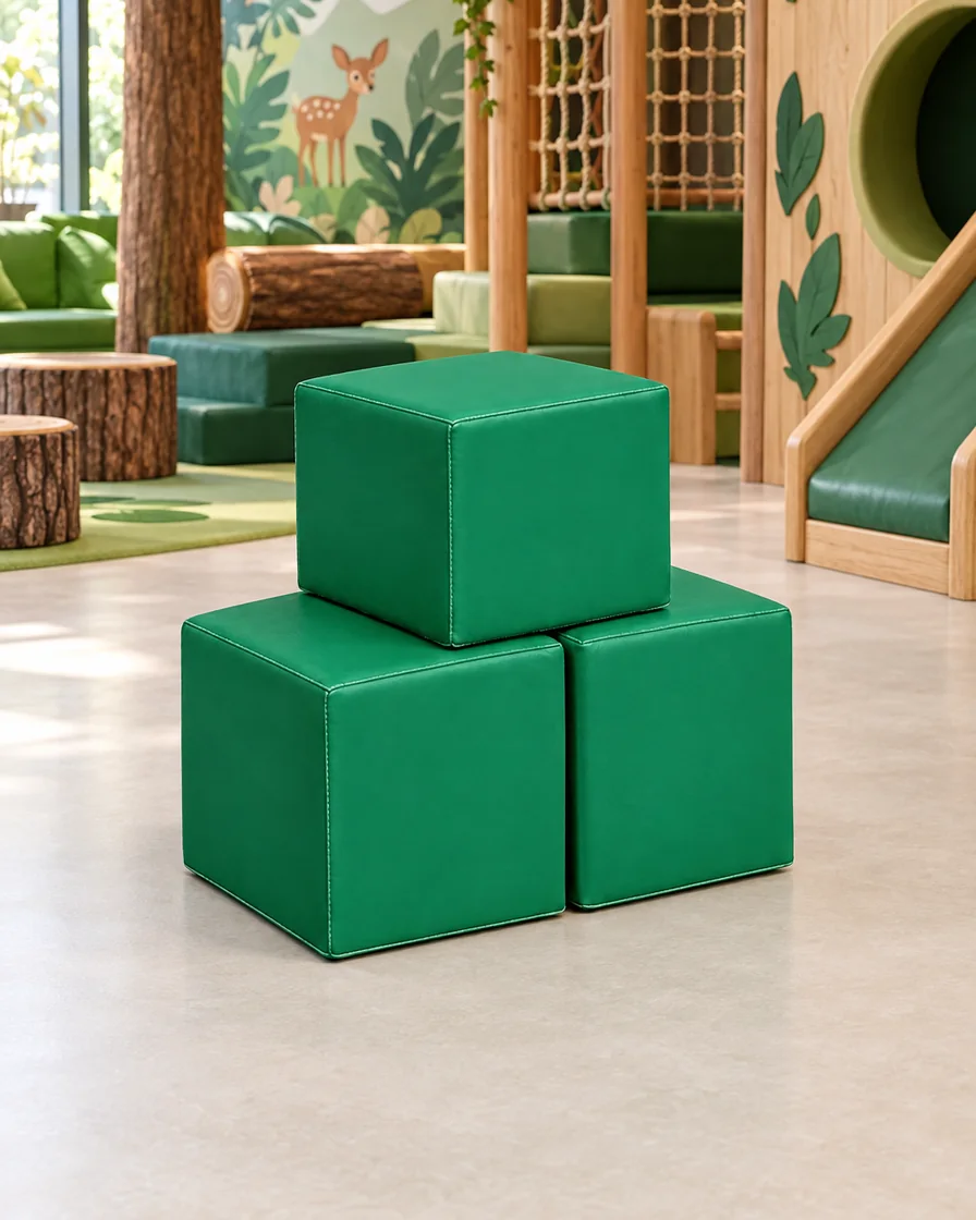 Soft Play Cube, 30 cm Forest Green in a jungle theme indoor playground