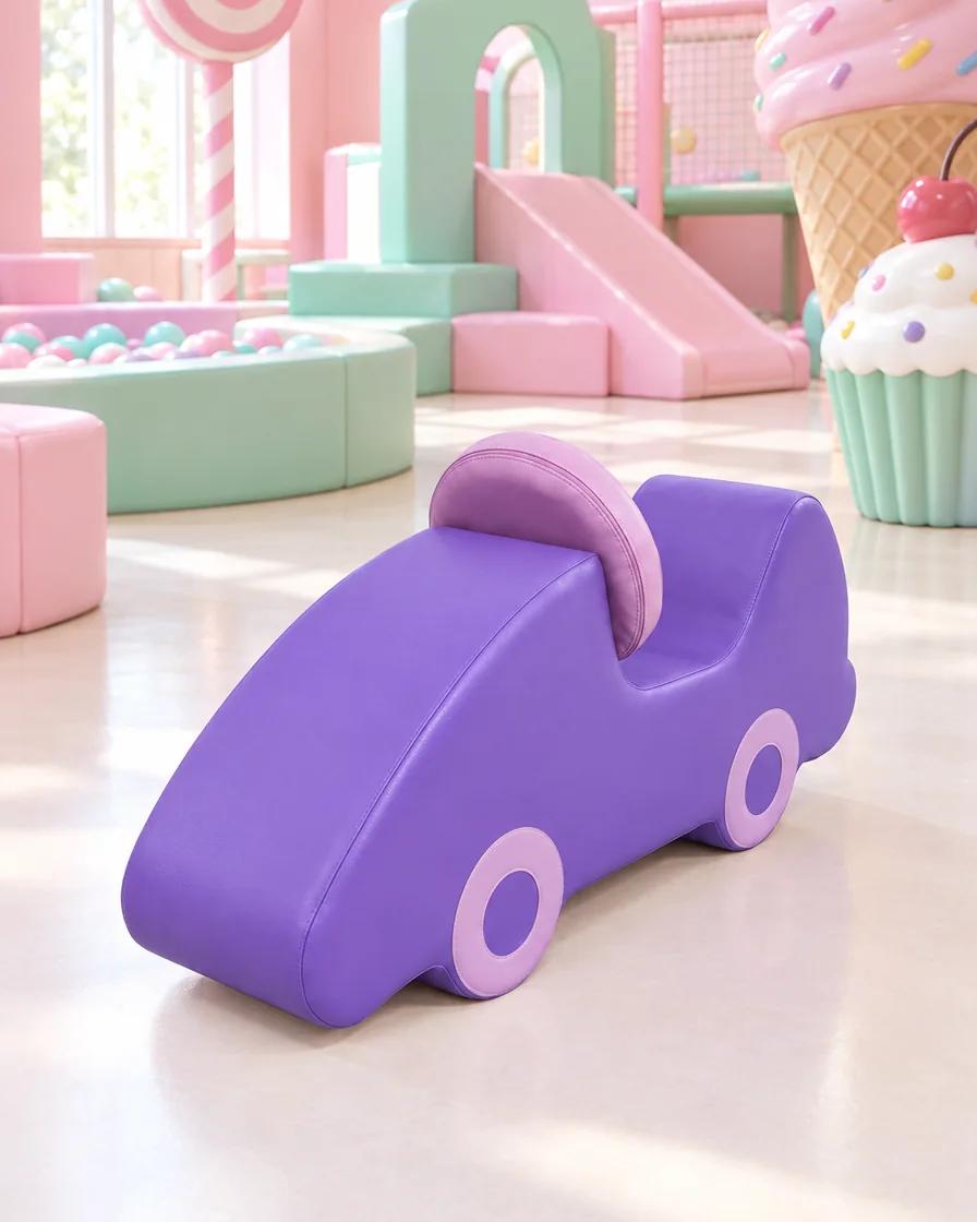 Purple soft Play Foam Car in a candy theme indoor playground