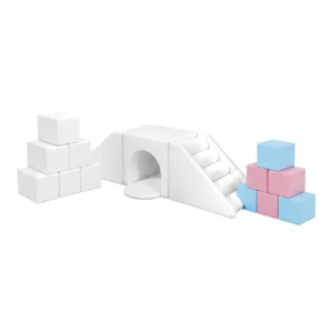 White, Pink & Blue tunnel Bridge Soft Play Climber with Block Set – view 3