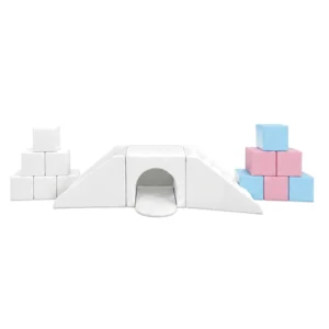 White, Pink & Blue tunnel Bridge Soft Play Climber with Block Set – view 4
